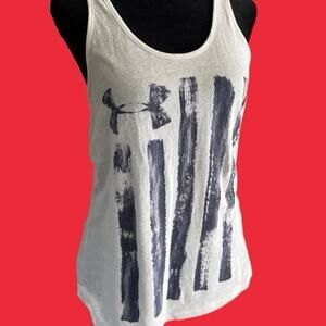 UNDER ARMOUR racer back American tank top, white, women's size S